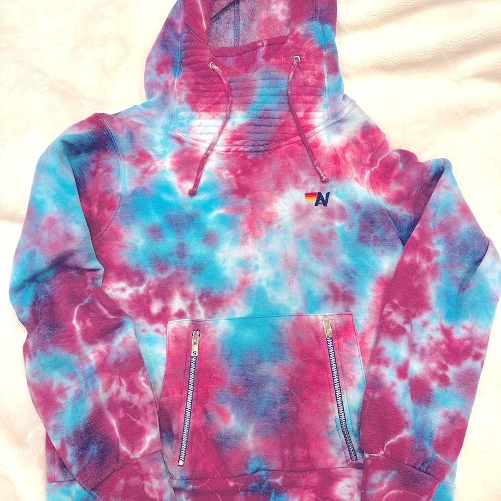 Aviator Nation Ninja Tie Dye Medium Sweatshirt Teal Pink